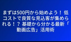 まずは500円から始めよう！ 低コストで良質な見込客が集められる！？ 基礎から分かる最新「動画広告」活用術